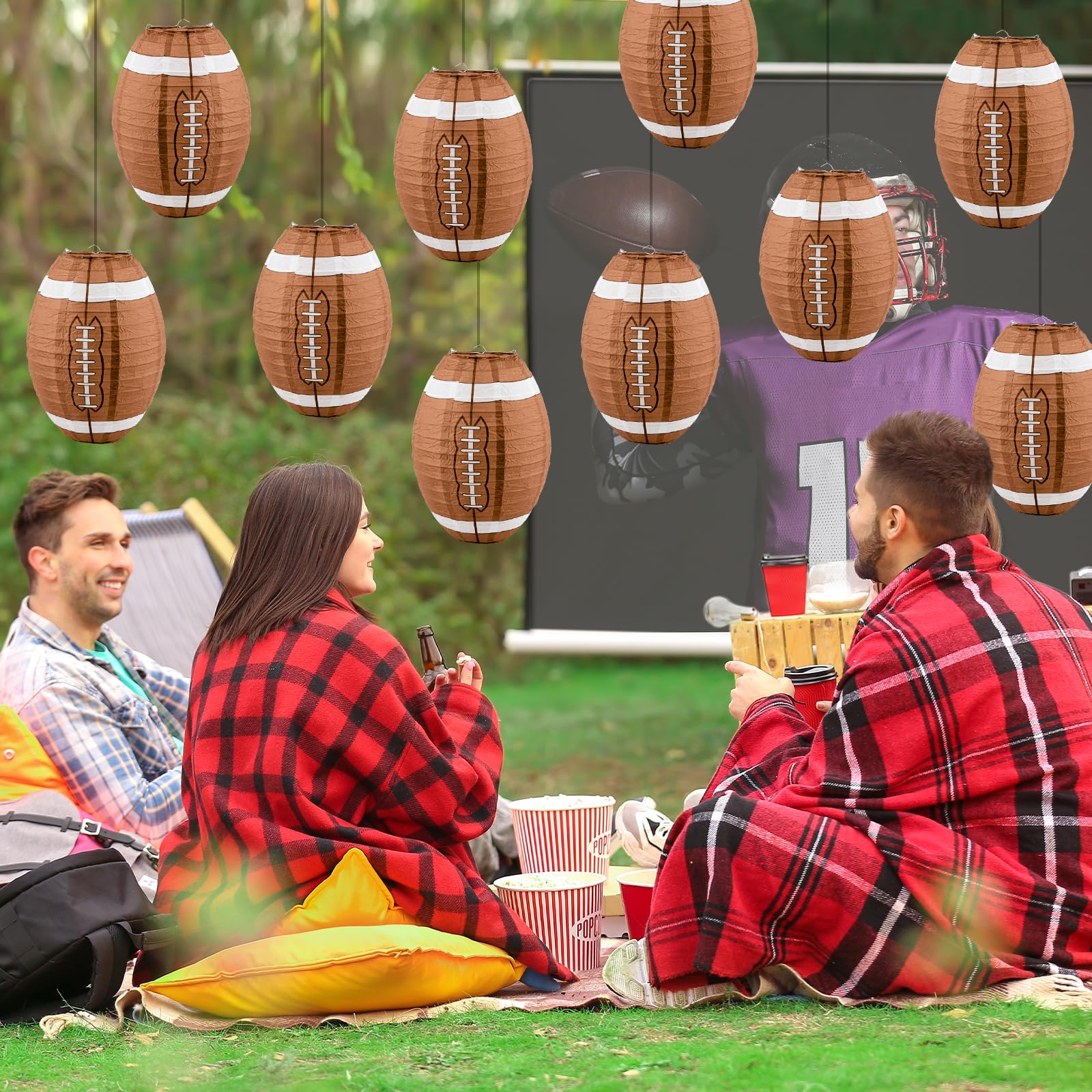Mototo football lantern outdoor-decor adds color to picnics and garden gatherings.