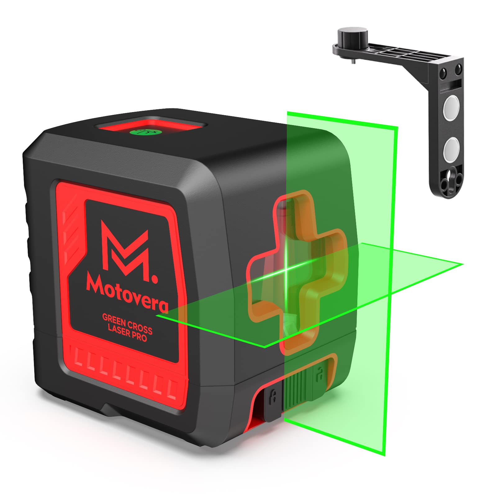Motovera laser level shows the 100ft green cross line for precise indoor alignment.