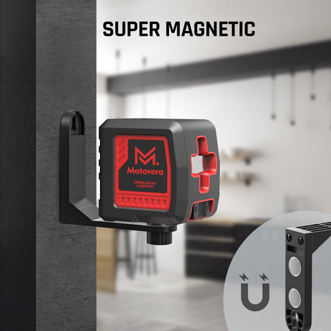 Motovera rotary laser provides long‑range leveling on outdoor job sites.