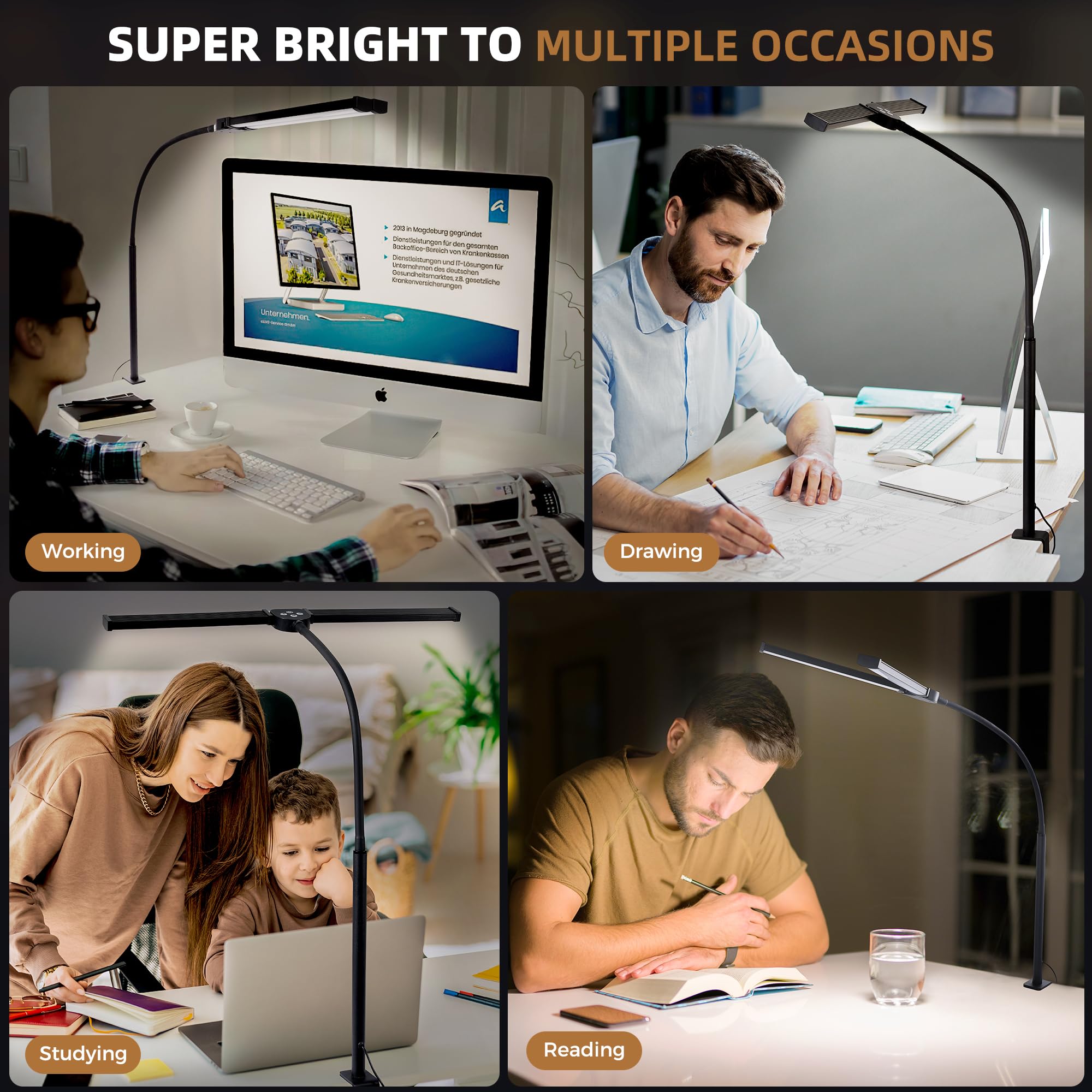 Motumen energy-efficient LED desk lamp delivering consistent brightness.