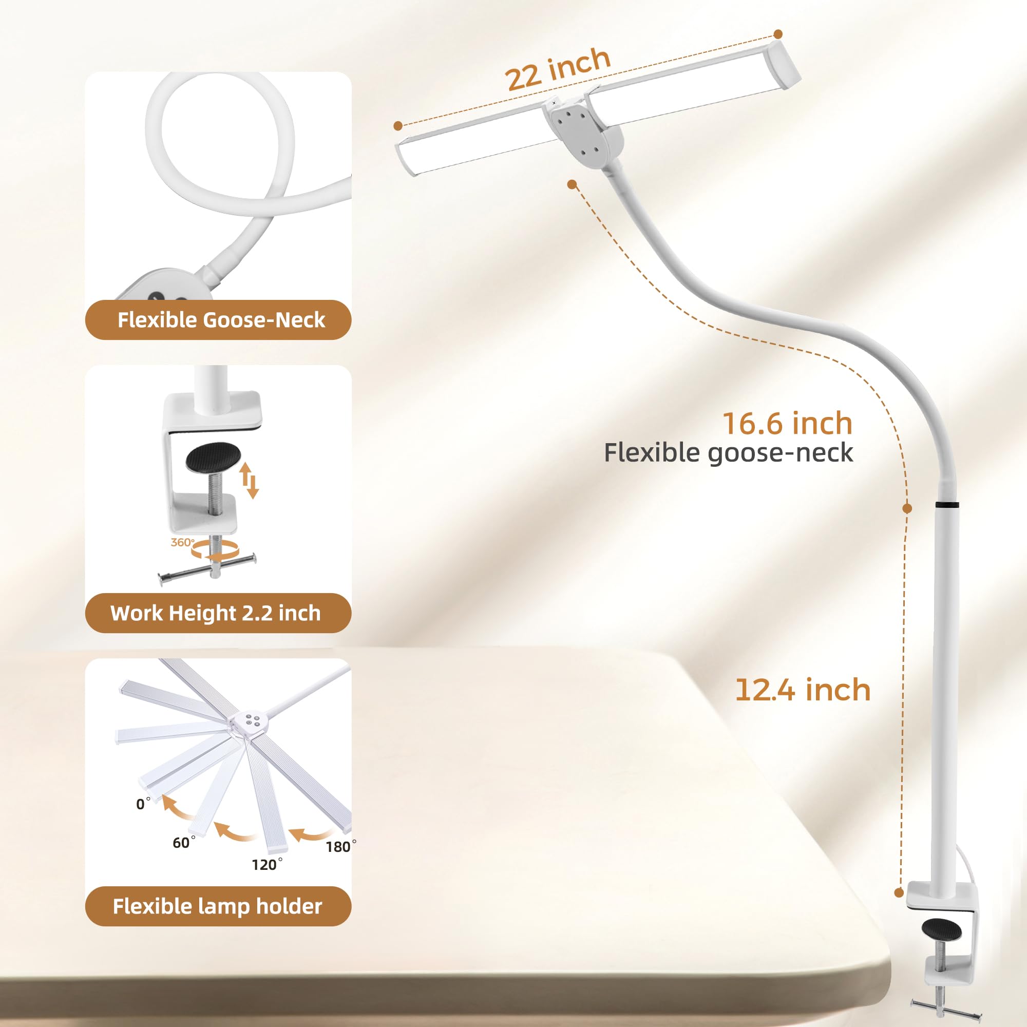 Motumen goose-neck flexibility allows precise light positioning.