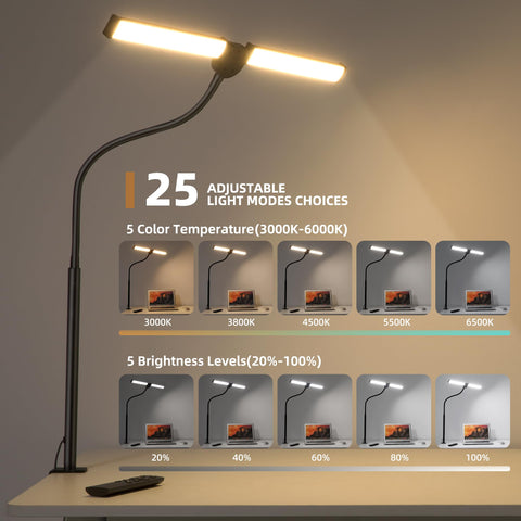 Motumen desk lamp with flexible goose-neck for precise lighting.