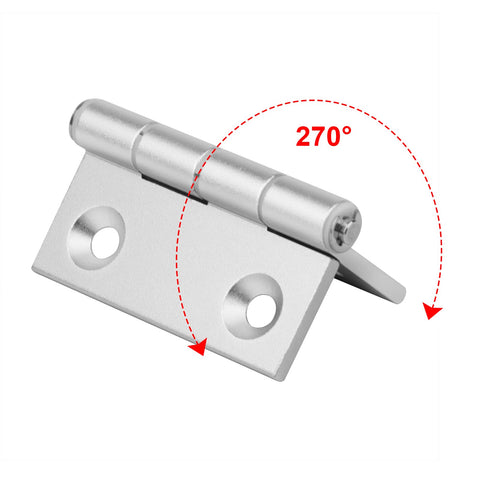 Mountain Ark 4040-series hinge mounted on aluminum extrusion demonstrates sturdy everyday use.