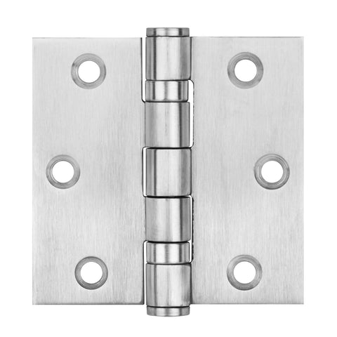 Door hinge installation example showing pre-punched holes for #10 screws.