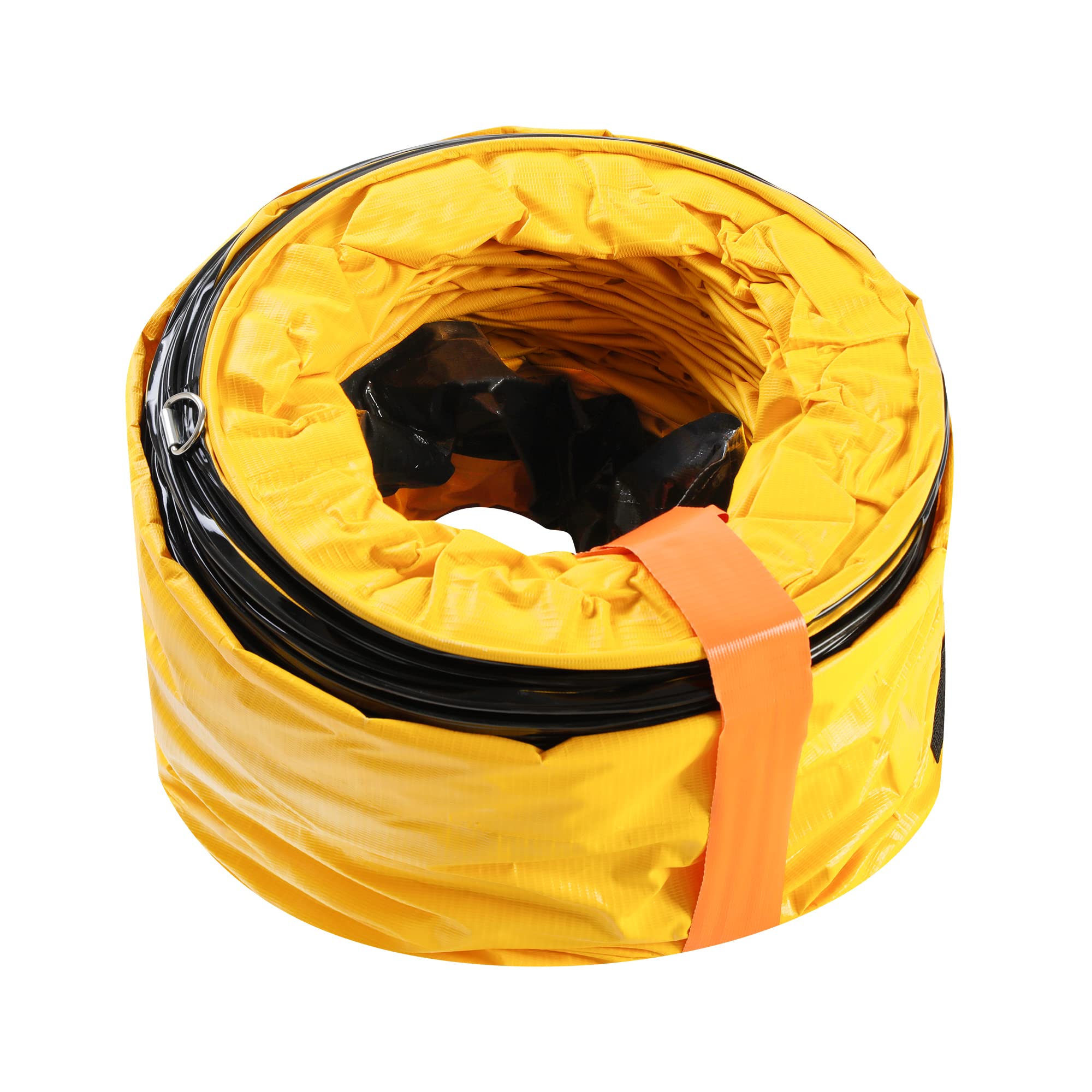 Close-up of reinforced 2-ply PVC and carbon wire spring for durability.