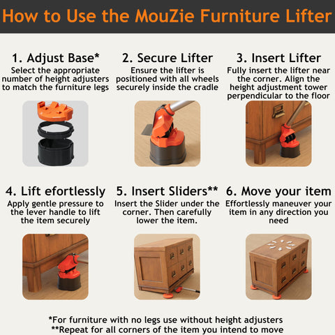 MouZie 360-degree movement sliders allow precise positioning.