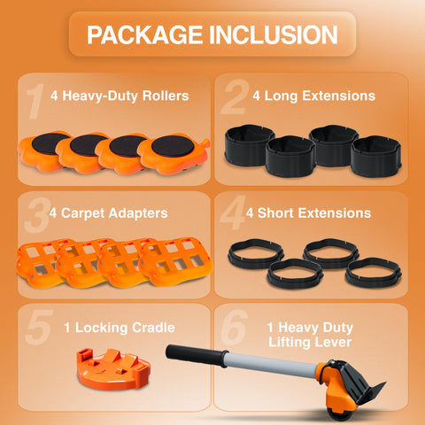 MouZie four-roller-sliders-in-action showing smooth glide for sofas and dressers.