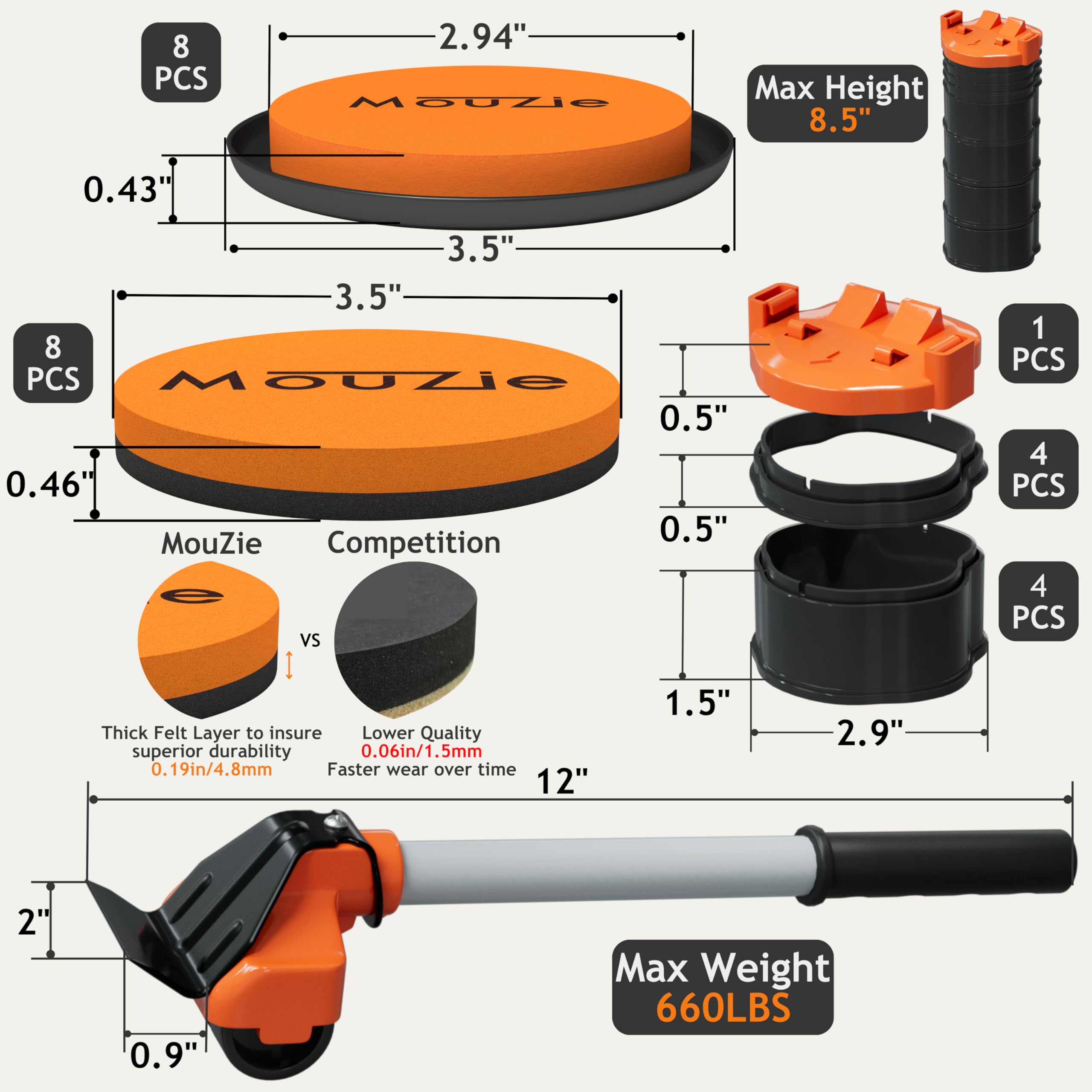 Compact MouZie packaging includes 16 sliders for multiple surfaces.