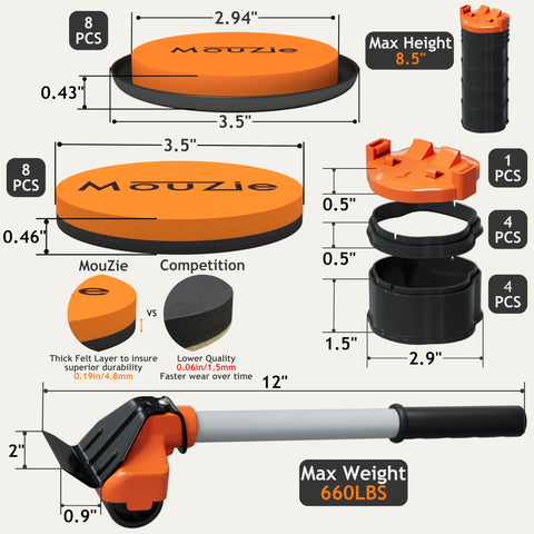 Compact MouZie packaging includes 16 sliders for multiple surfaces.