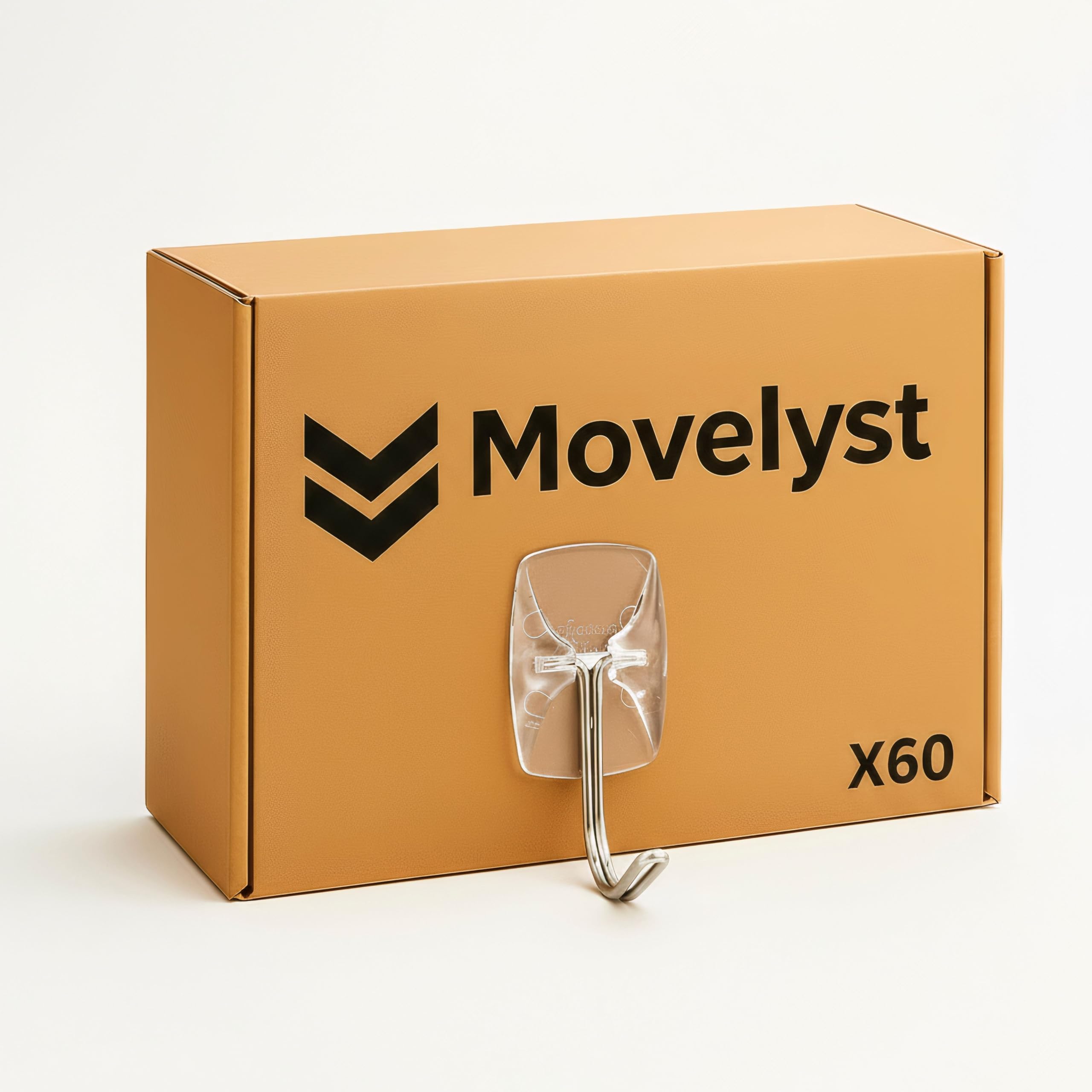 Movelyst 60 clear hooks for lightweight hanging in the entryway.