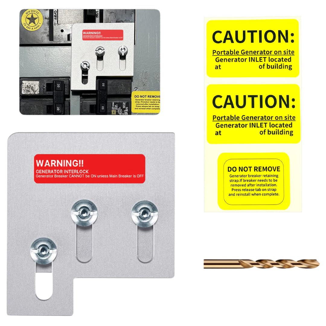 MOWABI generator interlock plate for safe main to generator switching.