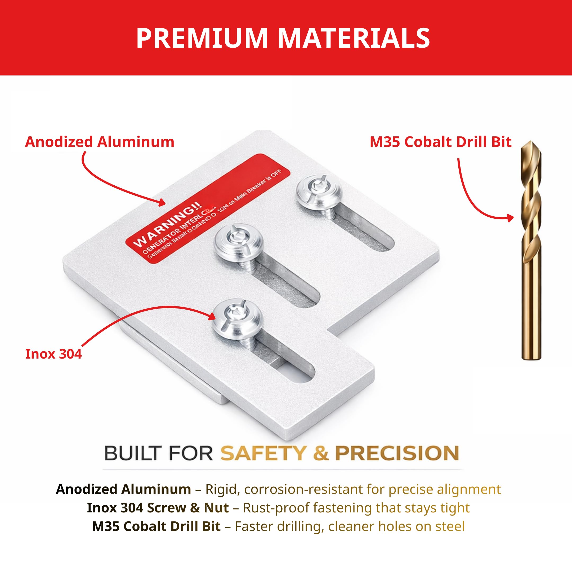 MOWABI M35 cobalt drill bit for precise interlock hole drilling.