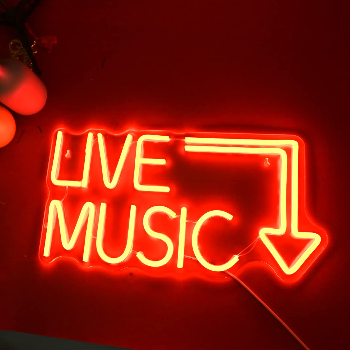 Moweek Live Music LED Neon Sign enhances nightlife ambiance in bars.