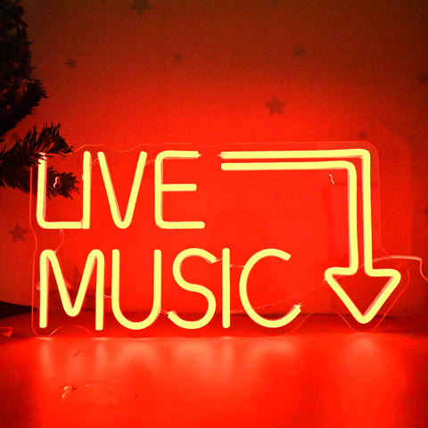 Moweek Music Live LED Neon Sign, 17x11 inches, vivid wall decor.