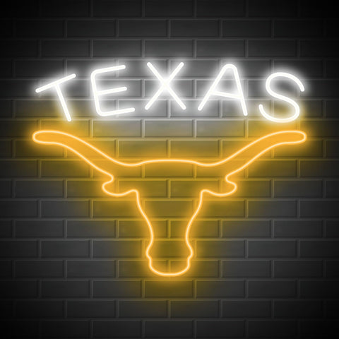 Moweek Texas Longhorn neon sign glowing for bold wall decor and Texas pride.