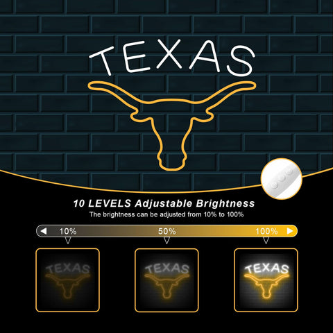 Moweek Texas Longhorn neon sign mounted on wall for game room ambiance and bar vibes.
