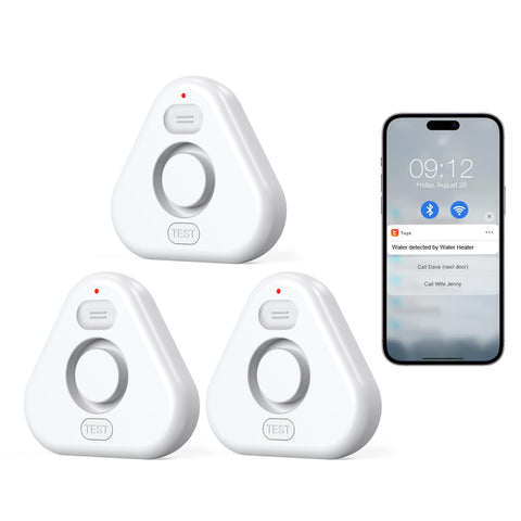 MOXIV Water Leak Detector 3-pack front view for home protection