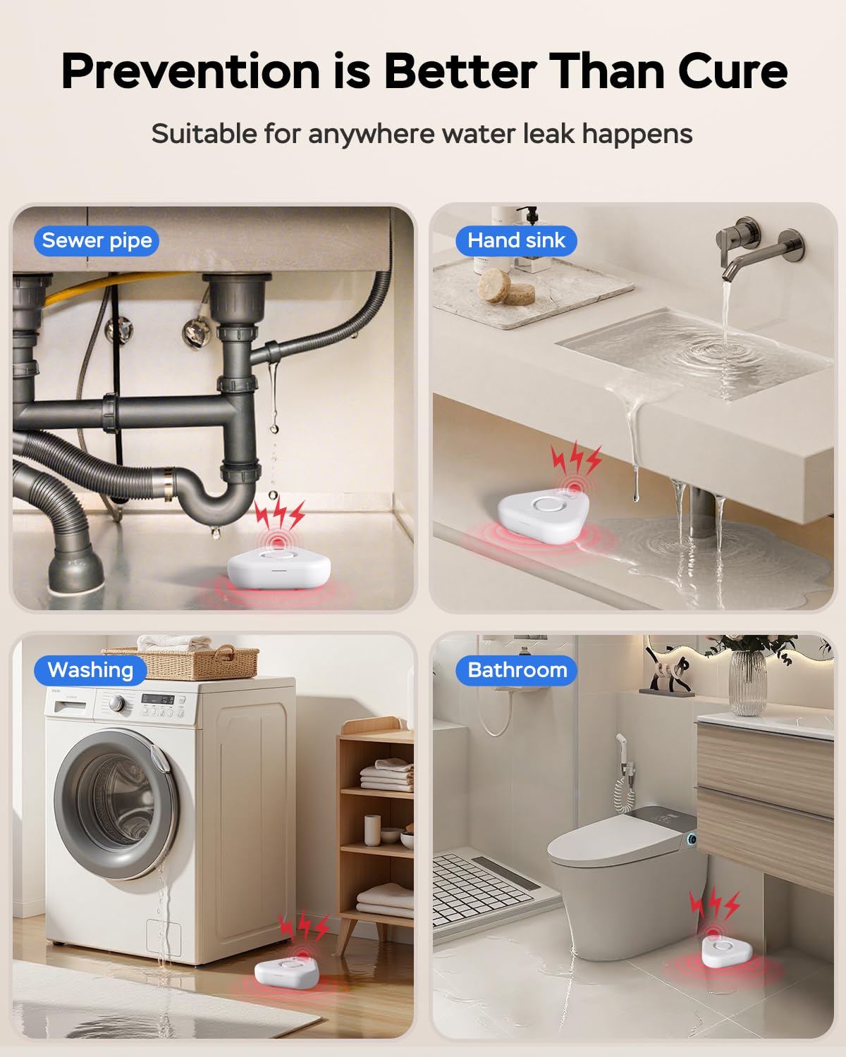 MOXIV Water Leak Detector with up to 500 ft transmission range