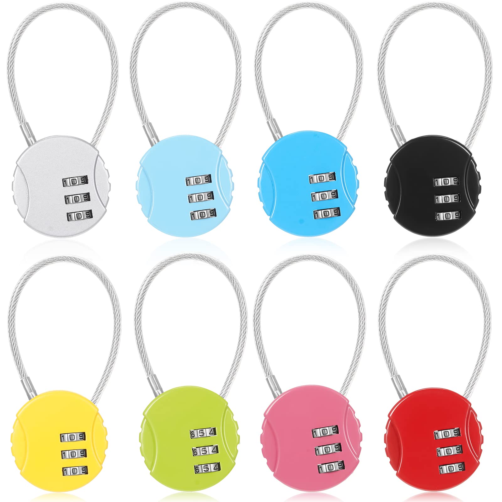 Moxweyeni 8-pack padlocks front view for lockers and bags secure belongings