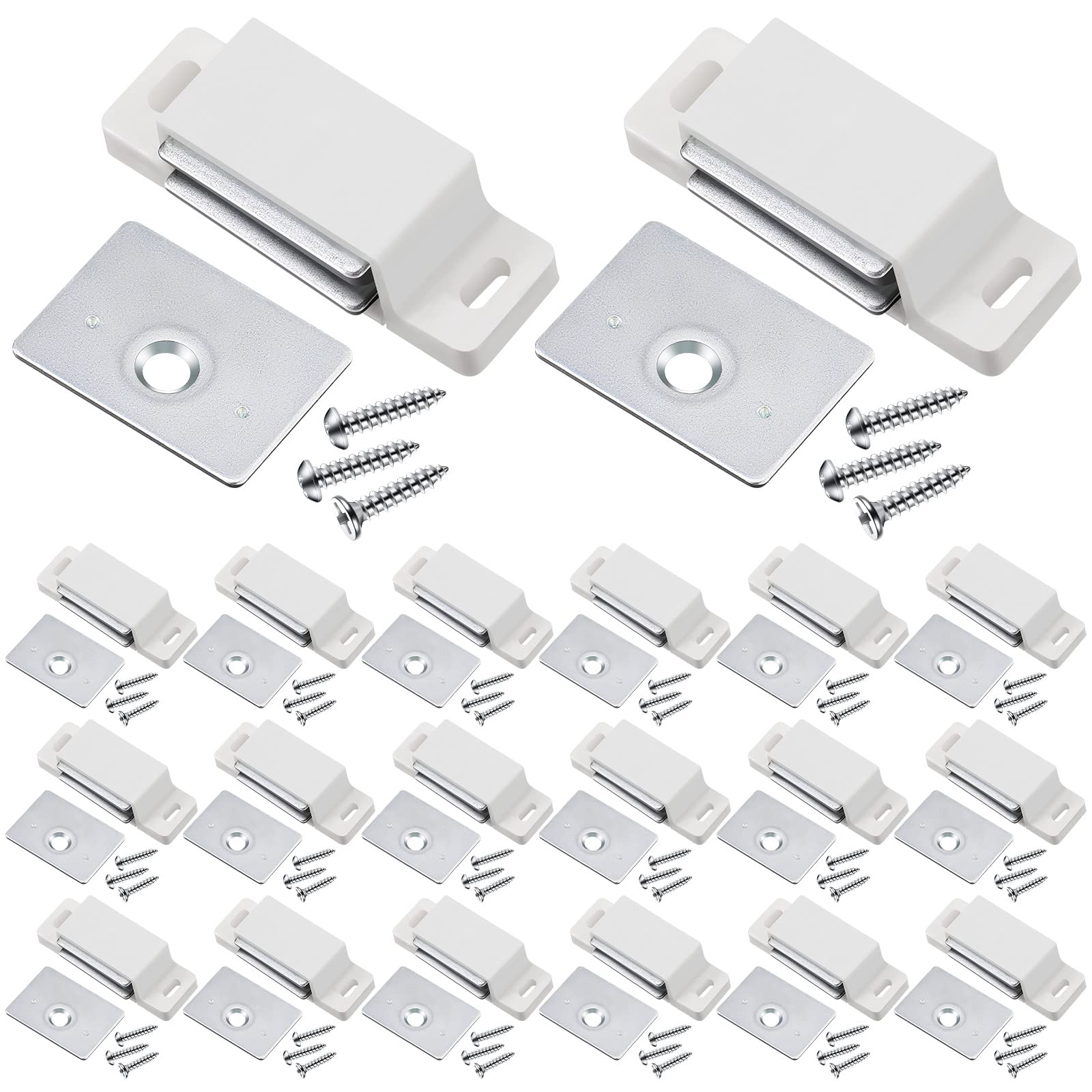 Moxweyeni cabinet magnet 24-pack white, ideal for secure cabinet closures.