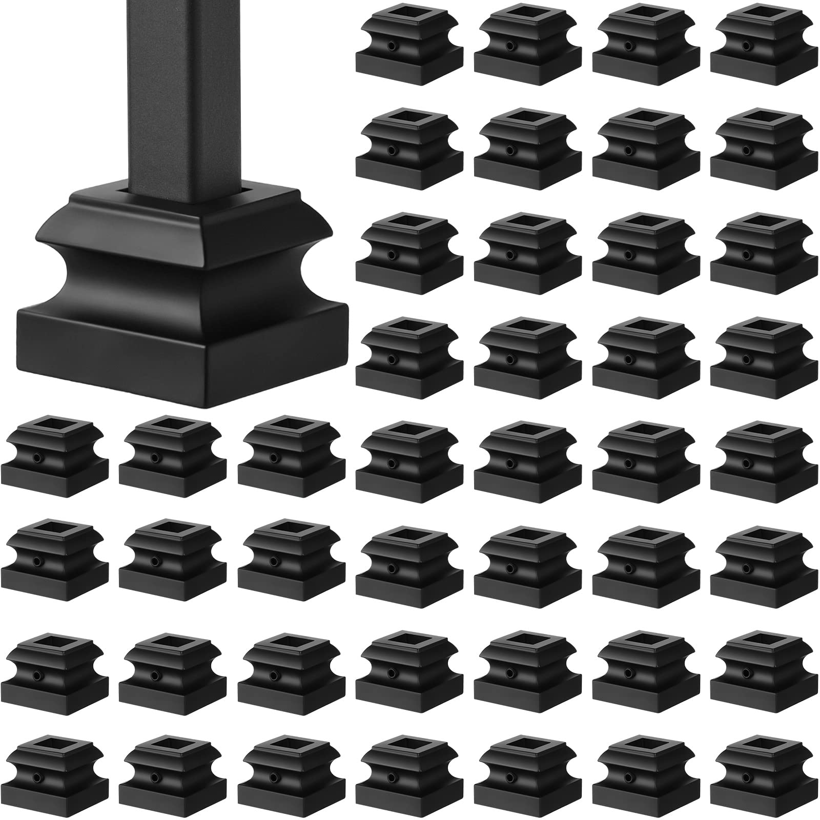 Moxweyeni iron baluster shoe satin black for secure stair railing installation.