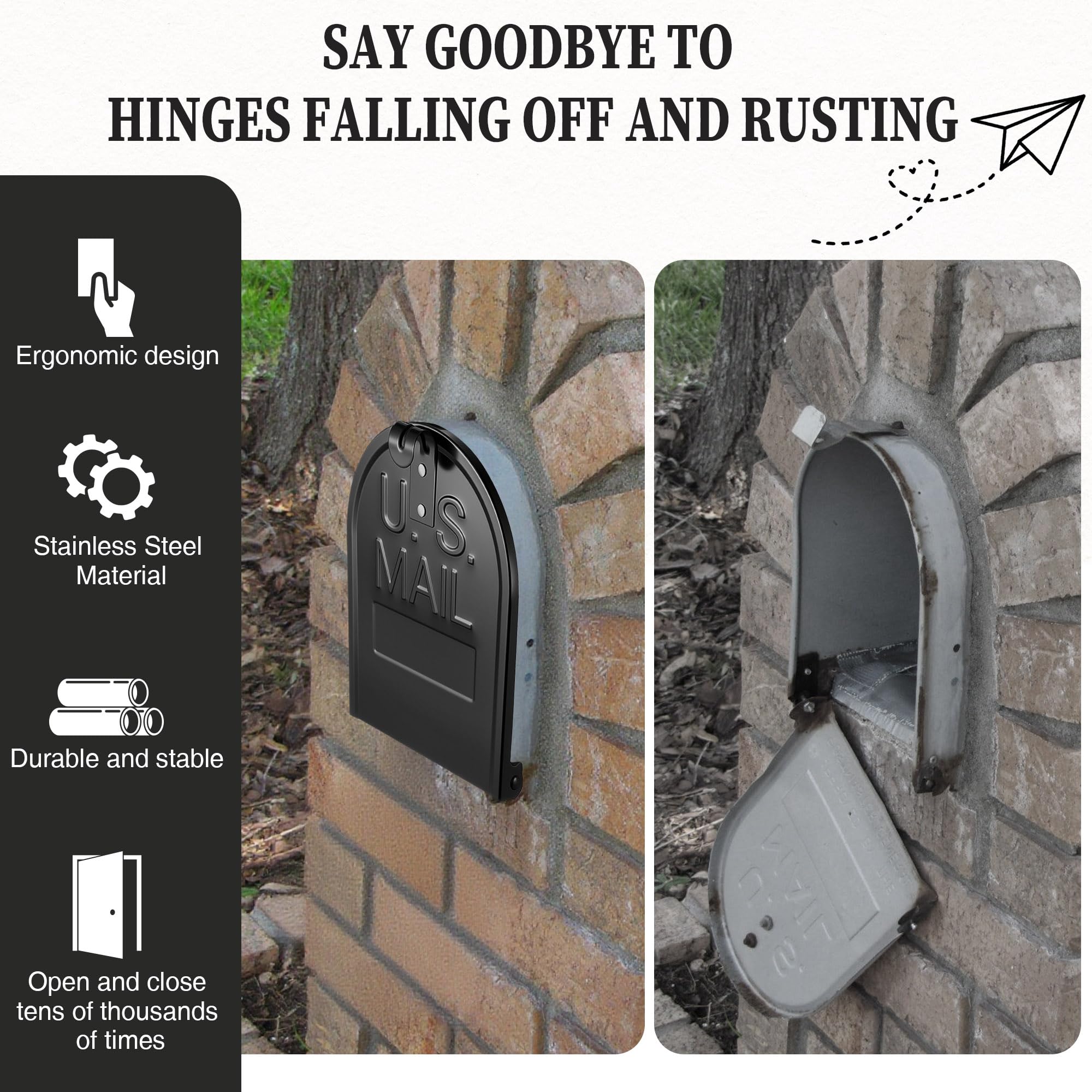 Moxweyeni mailbox door installation step shows quick, tool-free upgrade for a refreshed look.