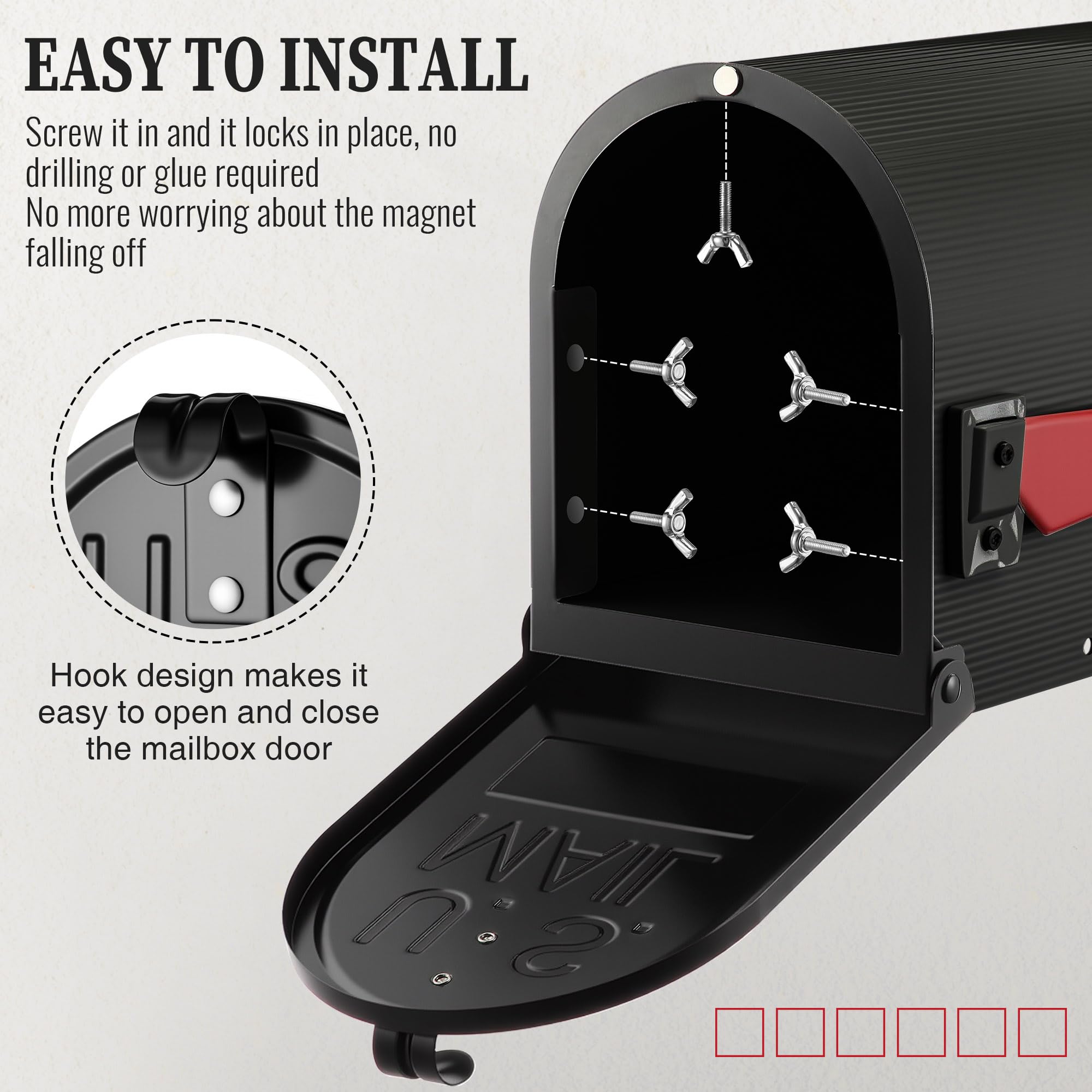 Moxweyeni mailbox door material stainless steel withstands harsh weather and corrosion.