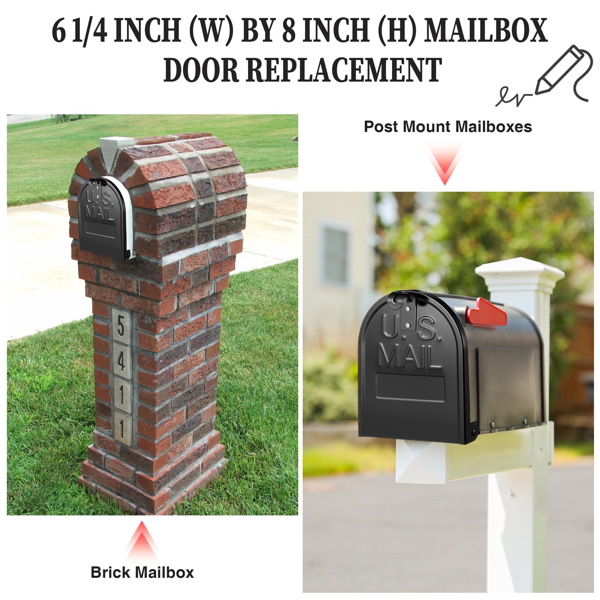 Moxweyeni mailbox door measurement guide highlights compatible size before purchase.