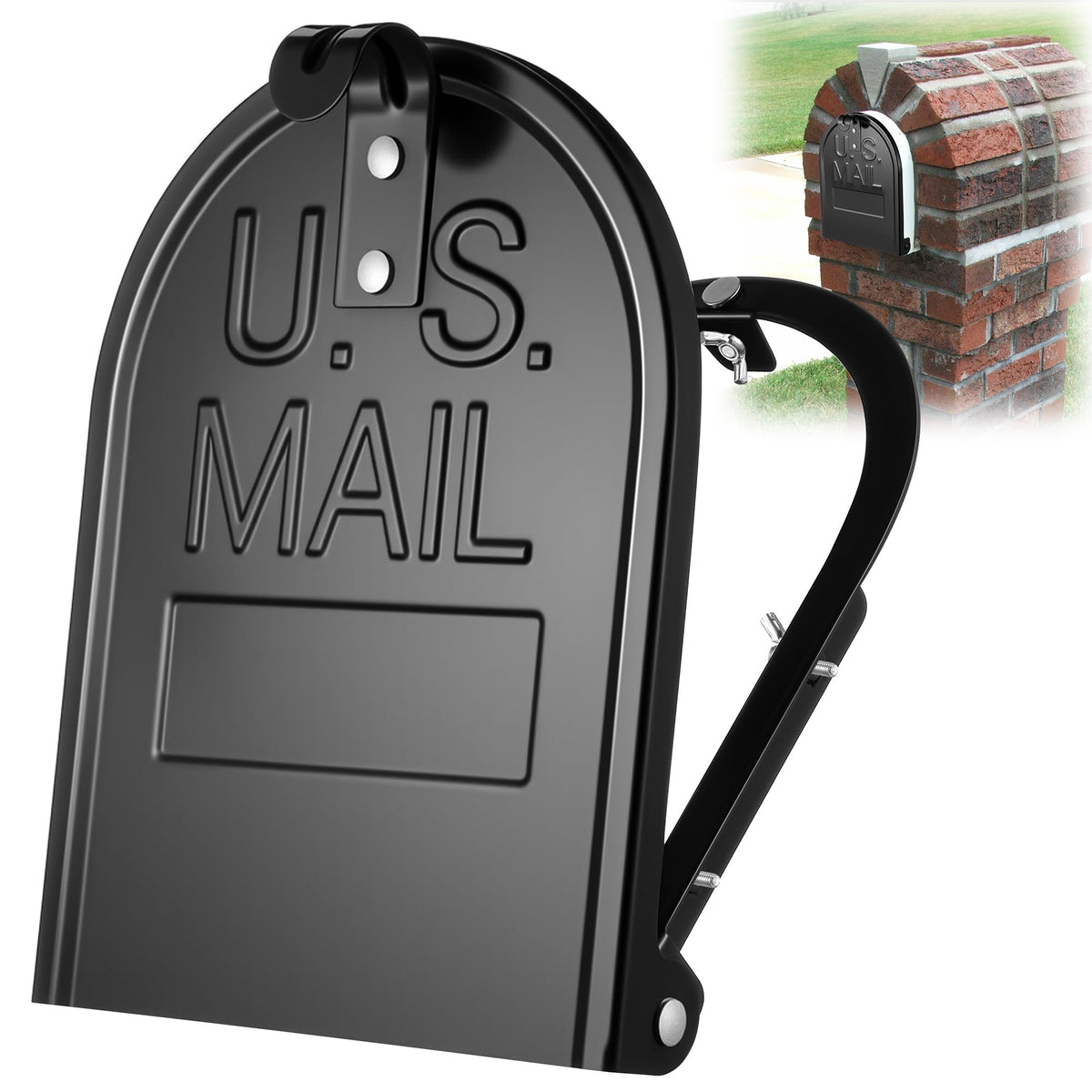 Moxweyeni mailbox door replacement front view, sturdy stainless steel for weather-ready performance.