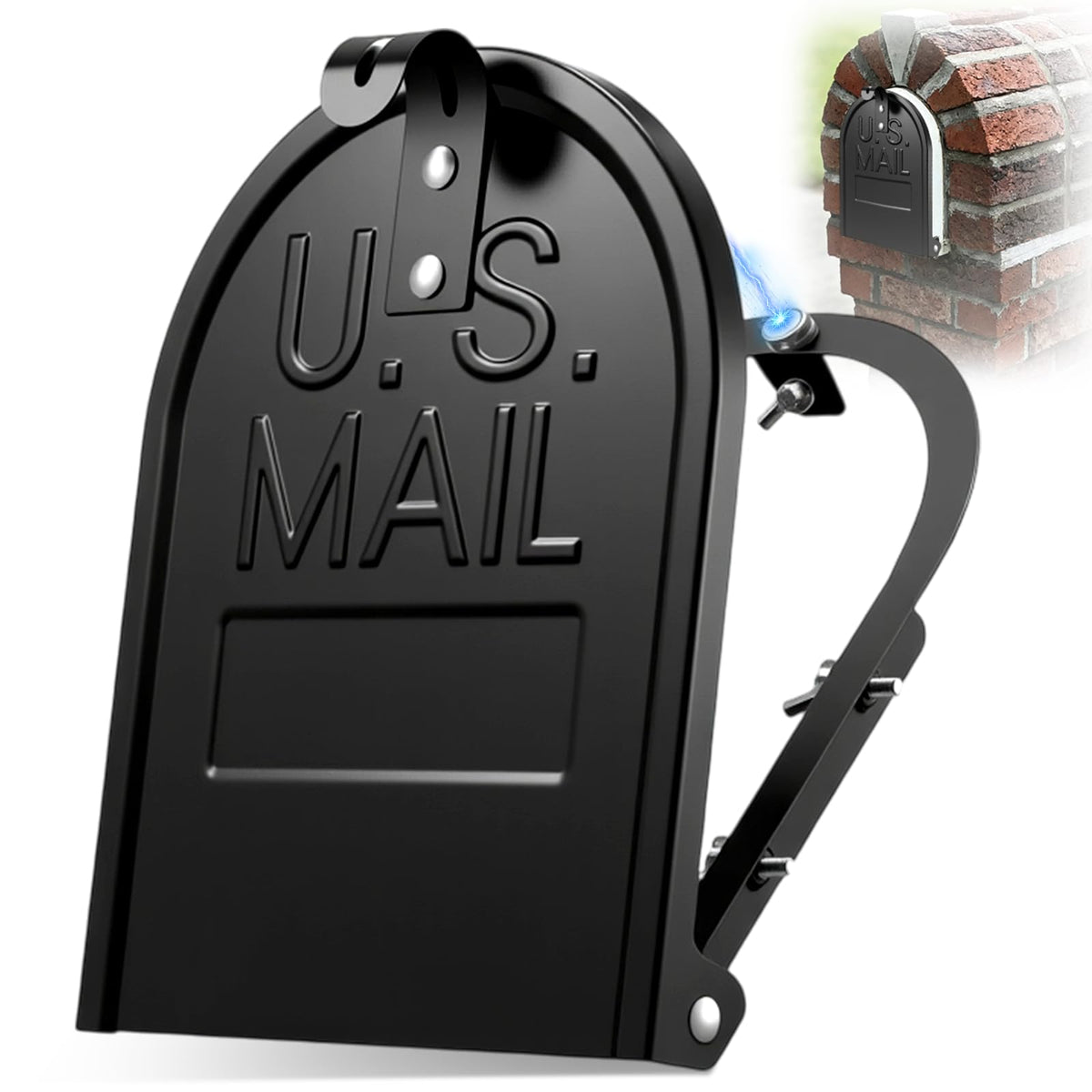Moxweyeni mailbox door snap-in close-up, secure fit and sleek black finish.