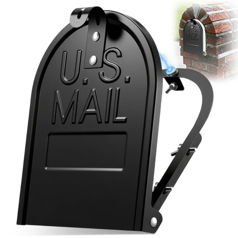 Moxweyeni mailbox door snap-in close-up, secure fit and sleek black finish.