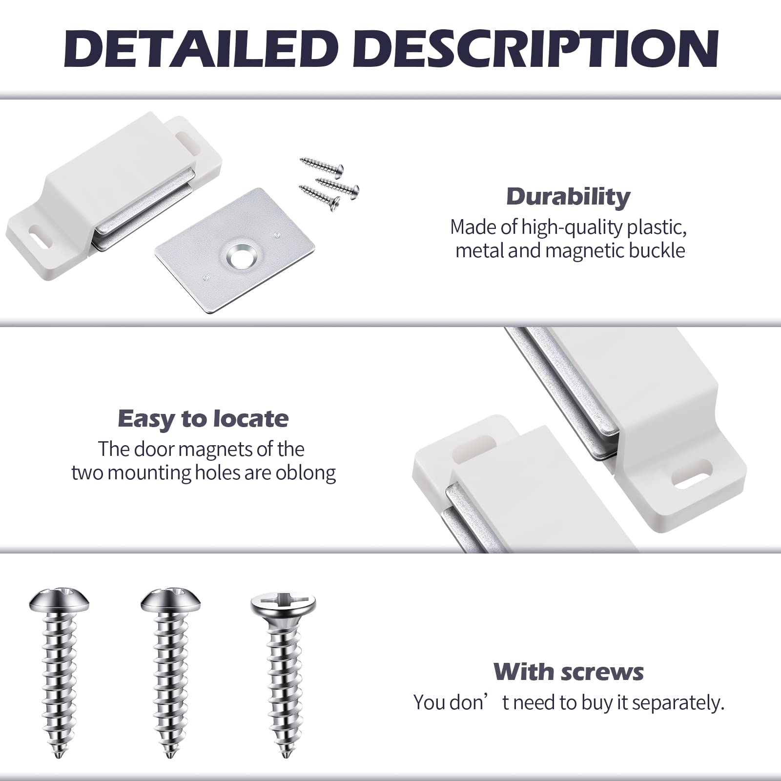 White Moxweyeni magnet for doors and drawers ensuring stable closures.
