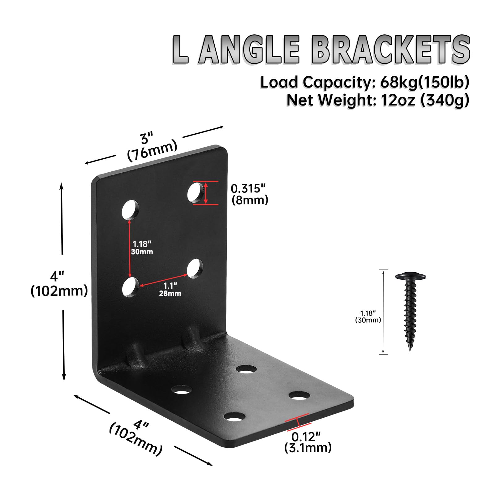 MOZCORN black ribbed corner bracket closeup showing reinforced design for heavy loads.