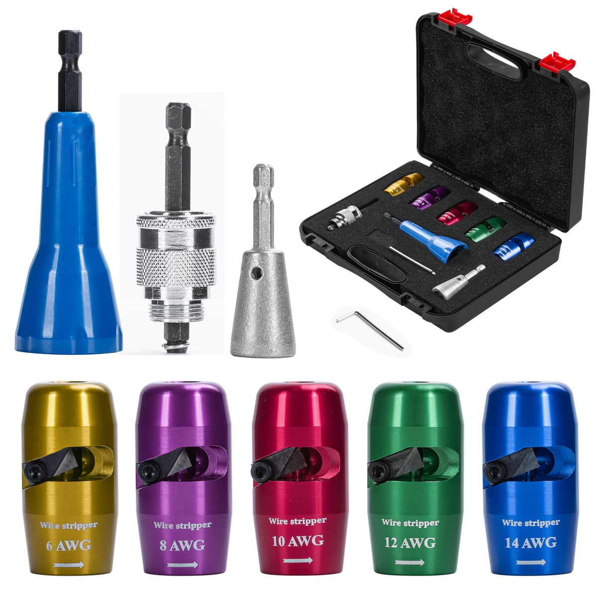 Mozeyerh wire stripper twister tool attached to a drill for quick insulation removal