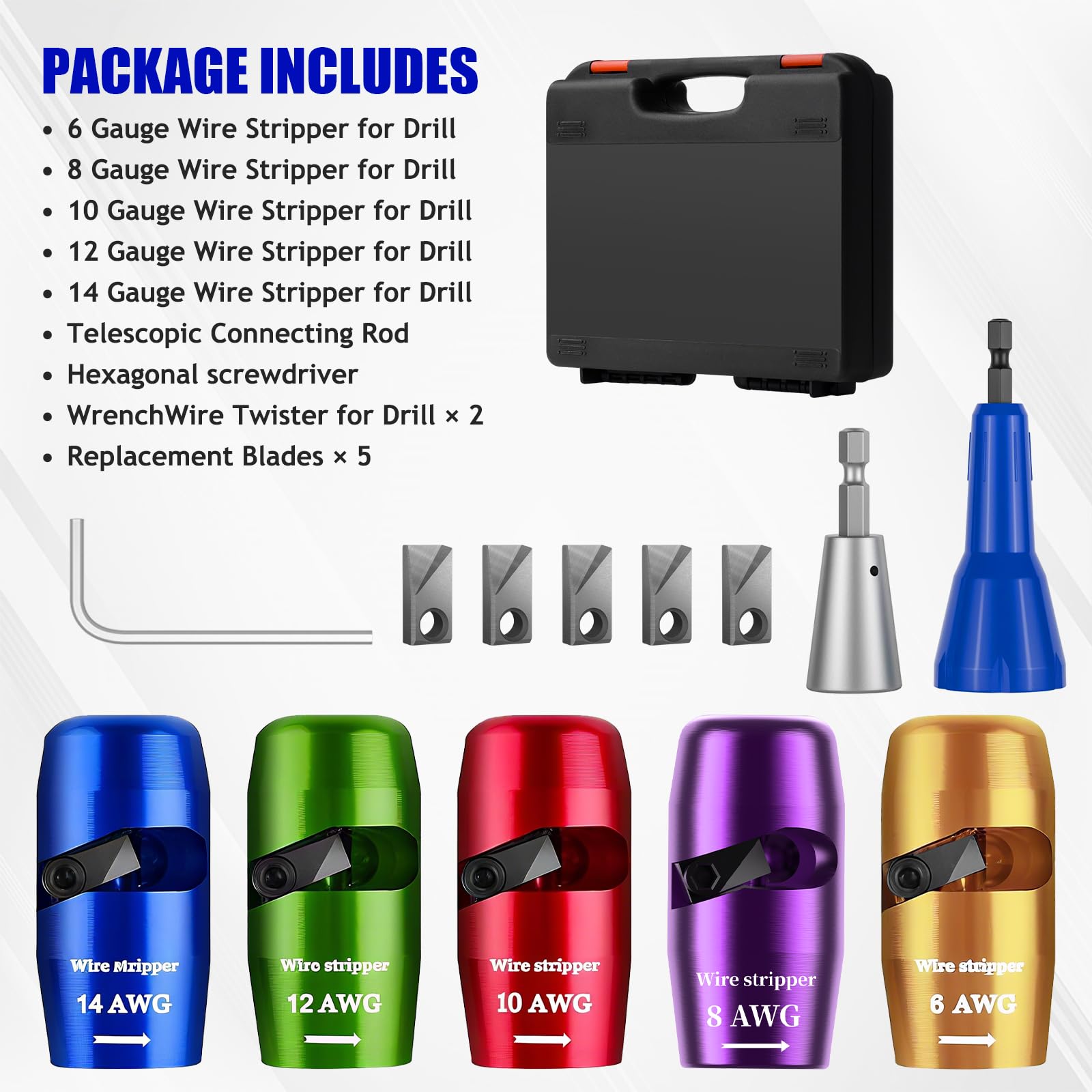 Mozeyerh compact storage box and blades included for easy transport.