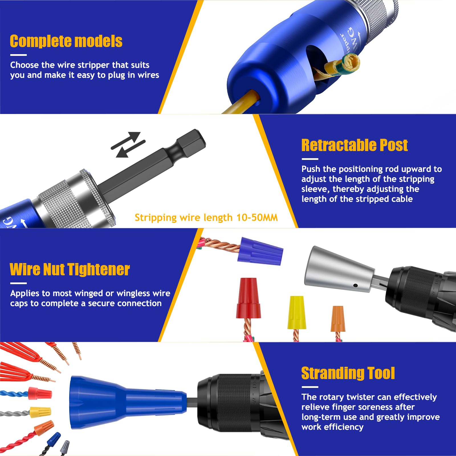 Mozeyerh wire-twister-connector in action for fast, secure terminations.