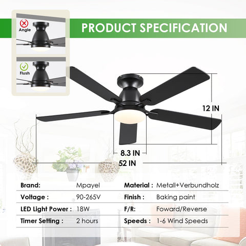 Mpayel five-blade design delivers steady airflow in mid-sized spaces