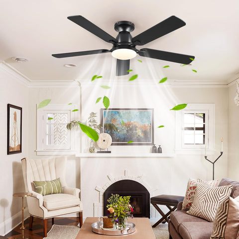 Mpayel flush-mount ceiling fan with dimmable LED light for ambiance