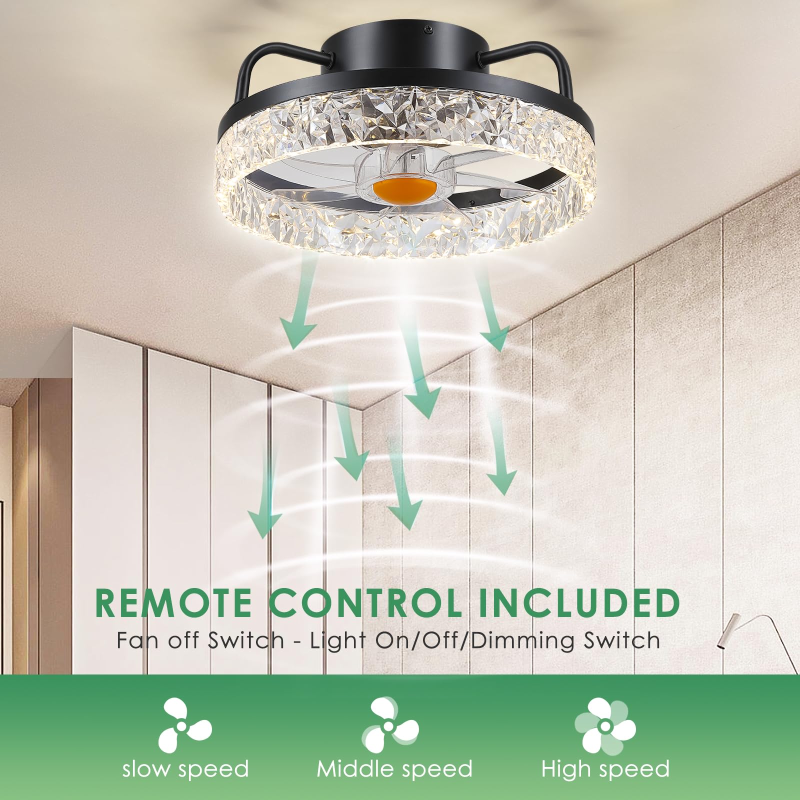 Mpayel flush-mount low-profile ceiling fan fits small spaces stylishly.