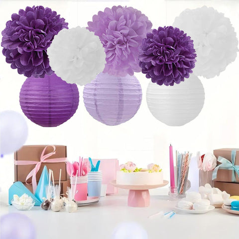 Mprocherify 8-inch purple paper lanterns brighten walls