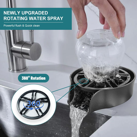 MQFORU 360-degree rotation spout with powerful jets for fast cup cleaning