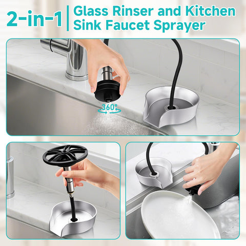 MQFORU Glass Rinser 360-degree rotation jets rinse glasses quickly