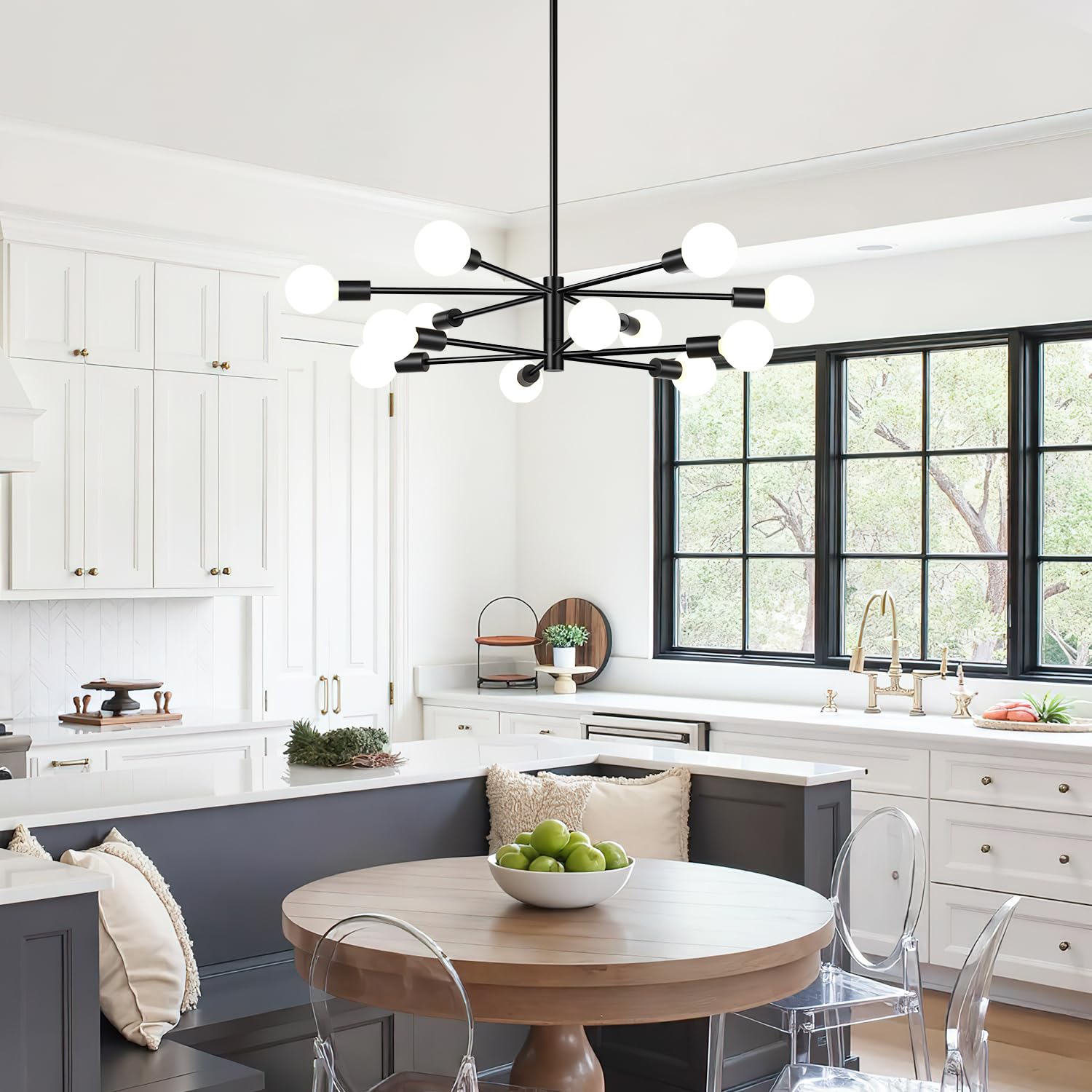 MQMQA dining room light compatible with dimmable bulbs and dimmer switches.
