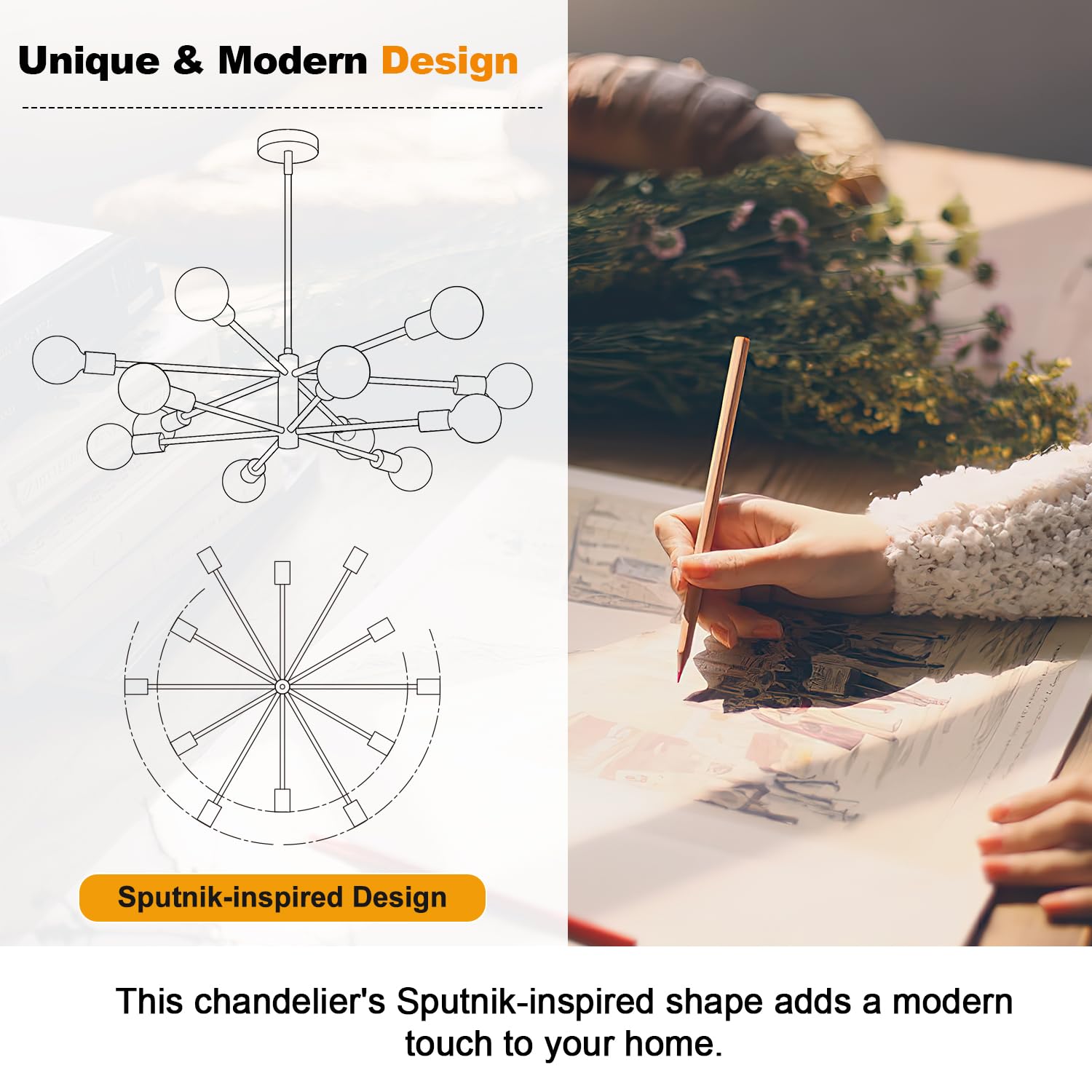 MQMQA ceiling light suits sloped or flat ceilings for versatile placement.