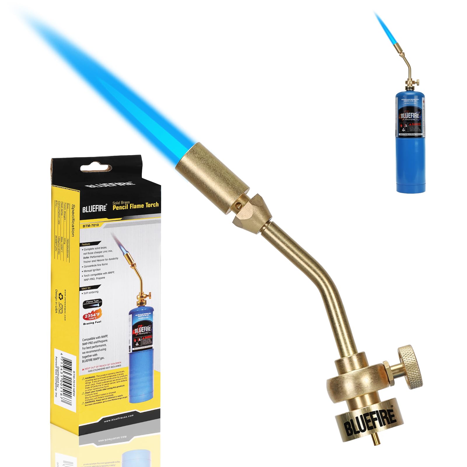 MR. TORCH Bluefire solid brass torch head showing durable, precise flame for fine work