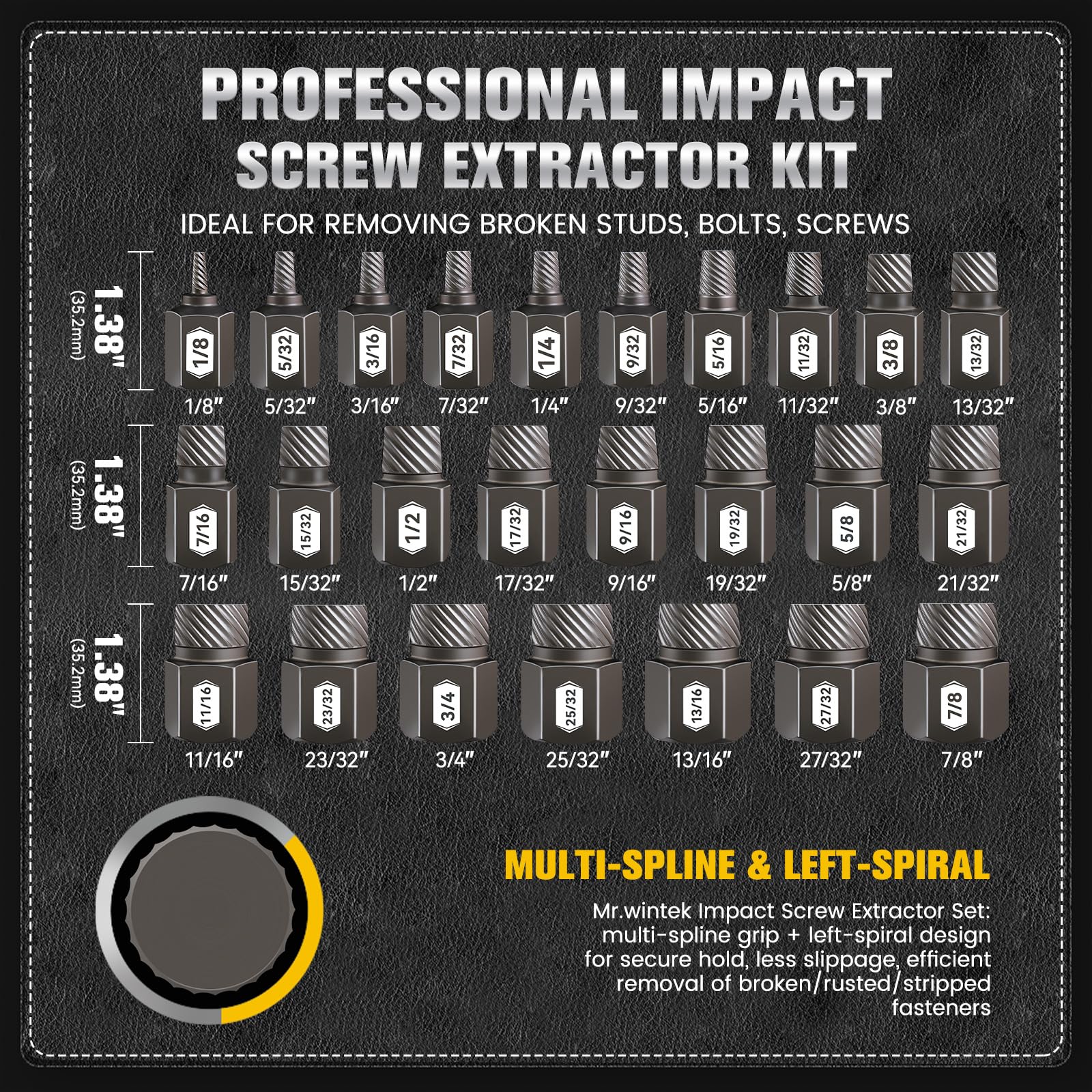 Mr.wintek extractor with left-hand spiral bites deeper.