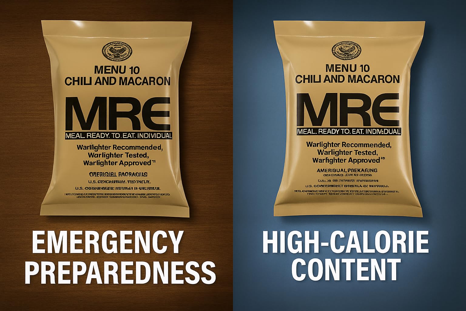 MRE meals with no refrigeration needed for easy camping meals.