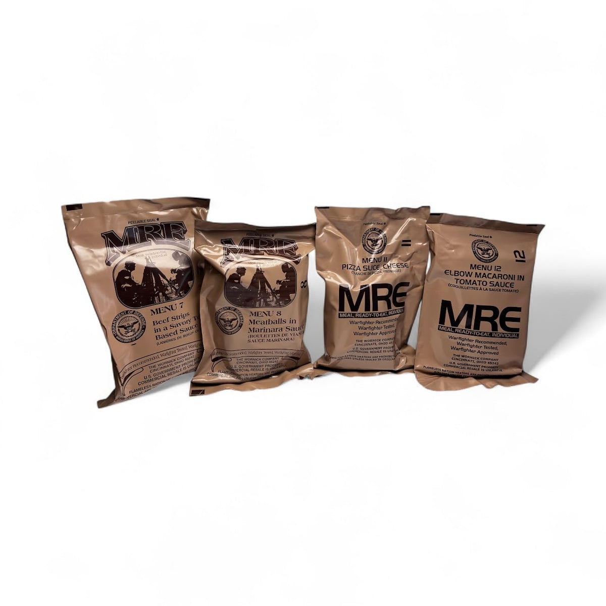 MRE meals ready-to-eat 4-pack variety box for quick outdoor meals.