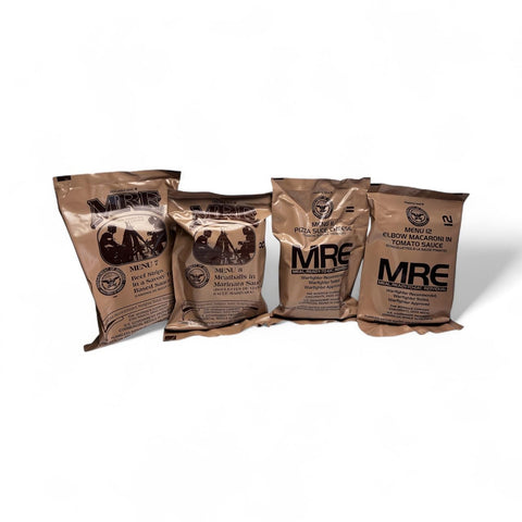 MRE meals ready-to-eat 4-pack variety box for quick outdoor meals.