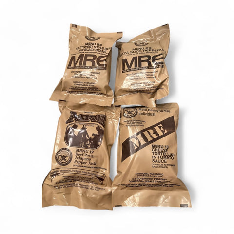 MRE 4 Pack ready-to-eat pouch demonstrating no-cook convenience in the field